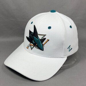 San Jose Sharks NHL Stretch Fit M/L Hat Cap Zephyr White Hockey California Mens